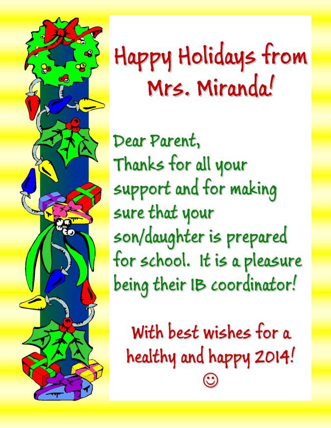 Happy Holidays from Mrs. Miranda